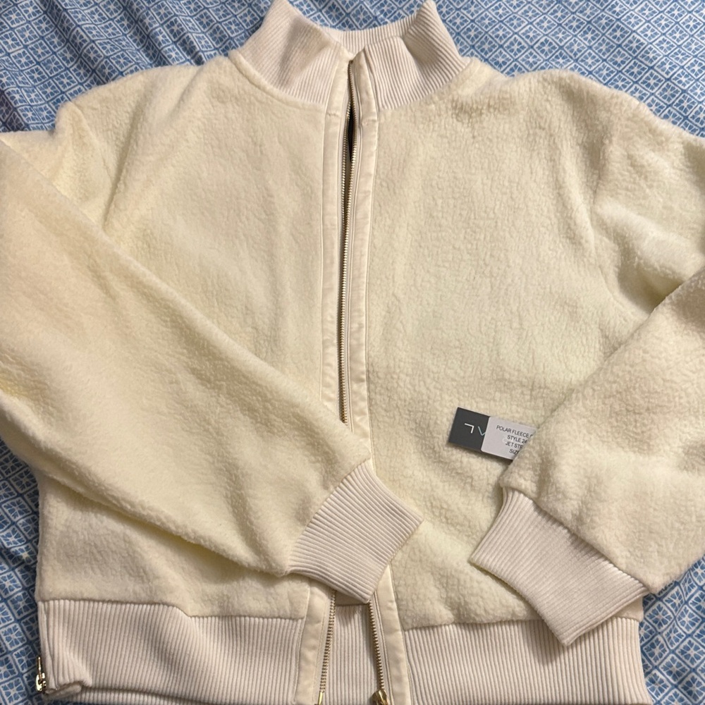 Interval Polar Cream Zip-Up Fleece Jacket size m womens